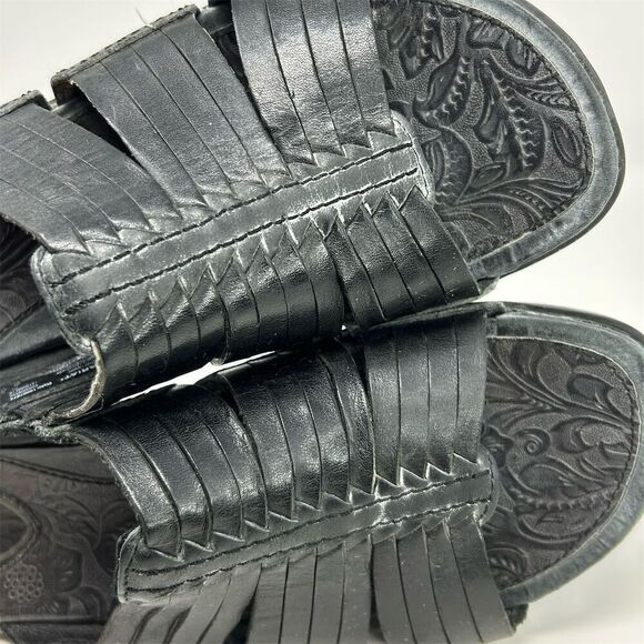 Ariat Women's Costa Huarache Slide Sandals Black Strappy Leather Size 9 Casual - Picture 11 of 12